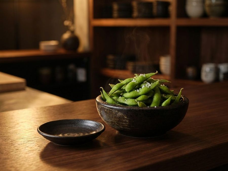 Edamame: Salted young soybeans in the pod