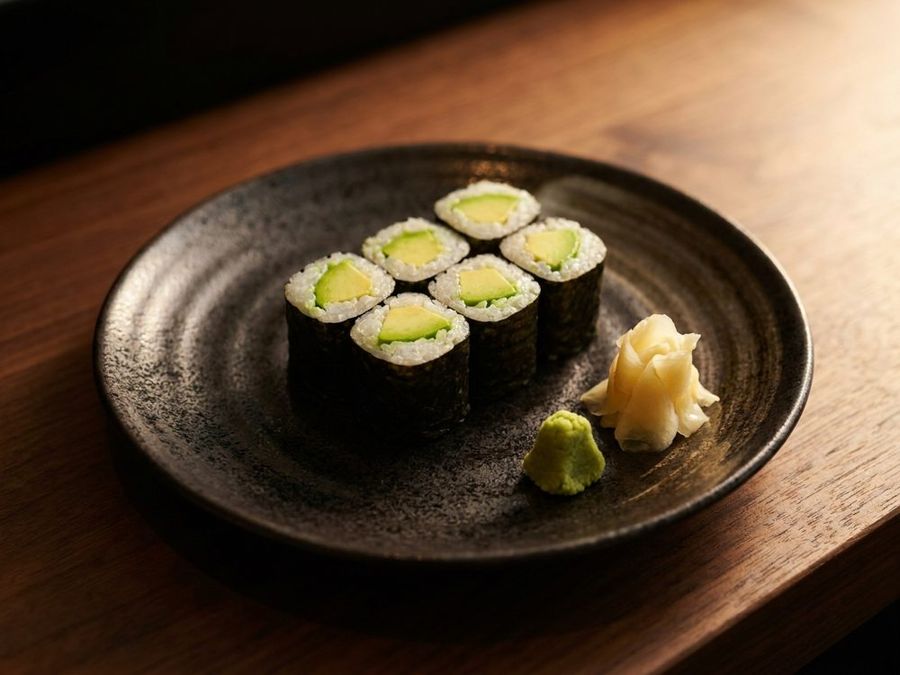 Avocado Roll: Avocado, rice, nori