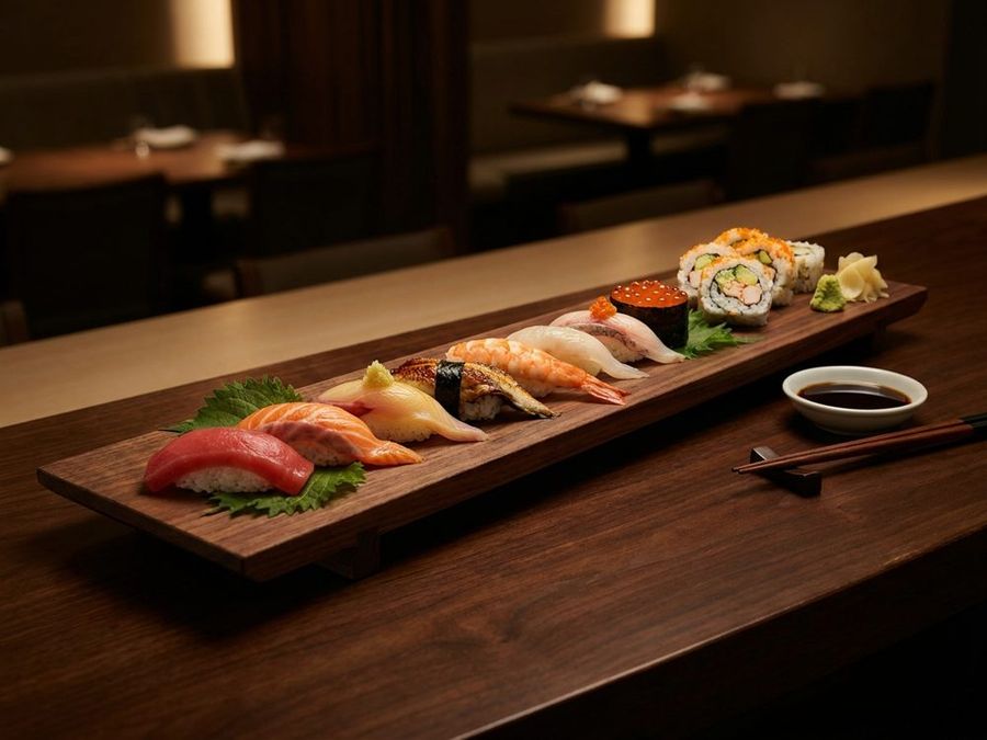 Deluxe Sushi Dinner: Thirteen pieces and a California roll