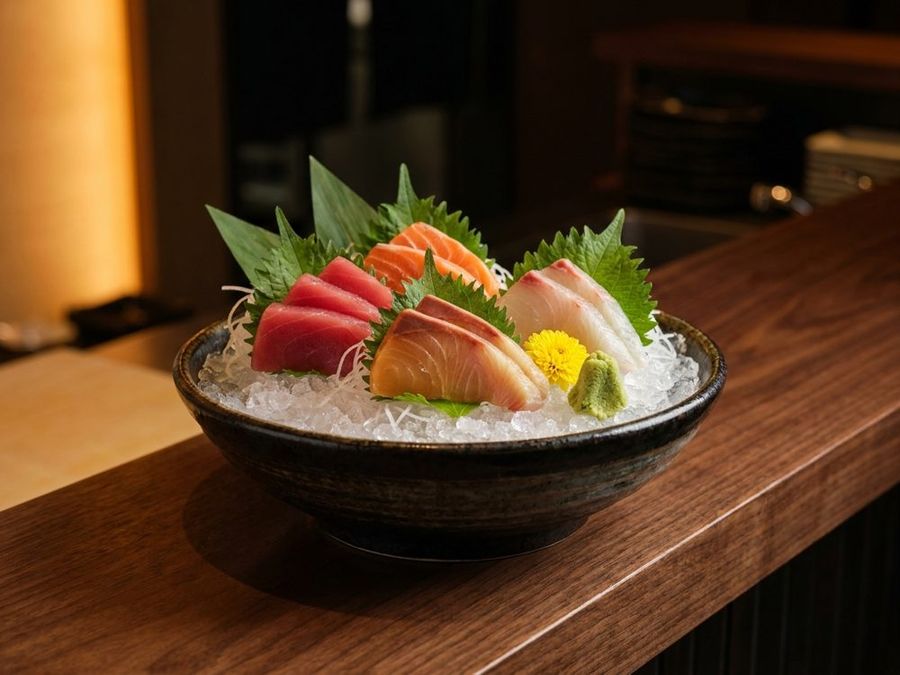 Sashimi: Sliced raw fish, chef's choice
