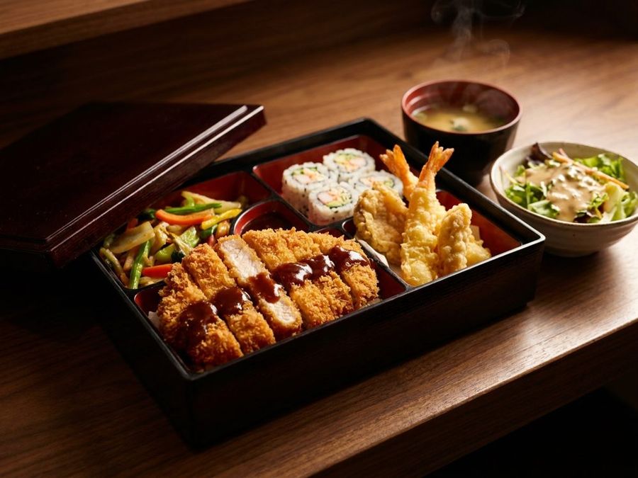 Pork Katsu: Panko-breaded, katsu sauce, stir-fried vegetables