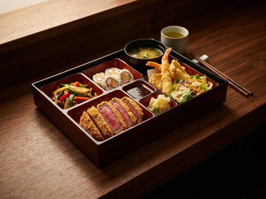 Beef Katsu: Panko-breaded, katsu sauce, stir-fried vegetables